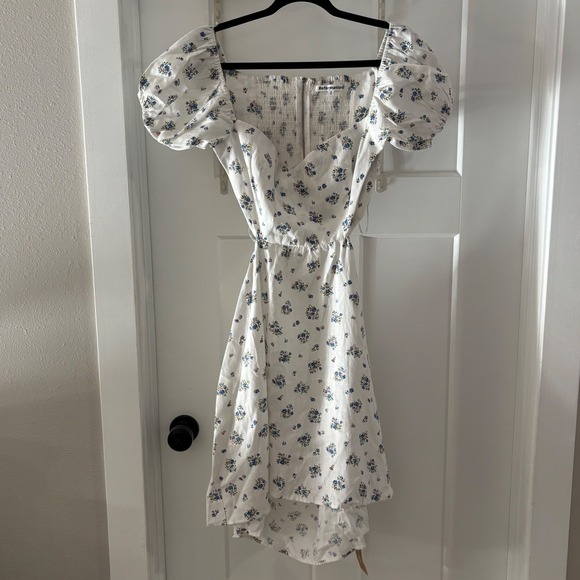 Reformation Emilia Floral Off Shoulder Mini Dress Puff Sleeve Sz 12 Cottagecore - Picture 4 of 7